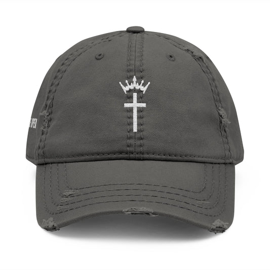 Divine Apex Christ Is King Cross & Crown Distressed Dad Hat