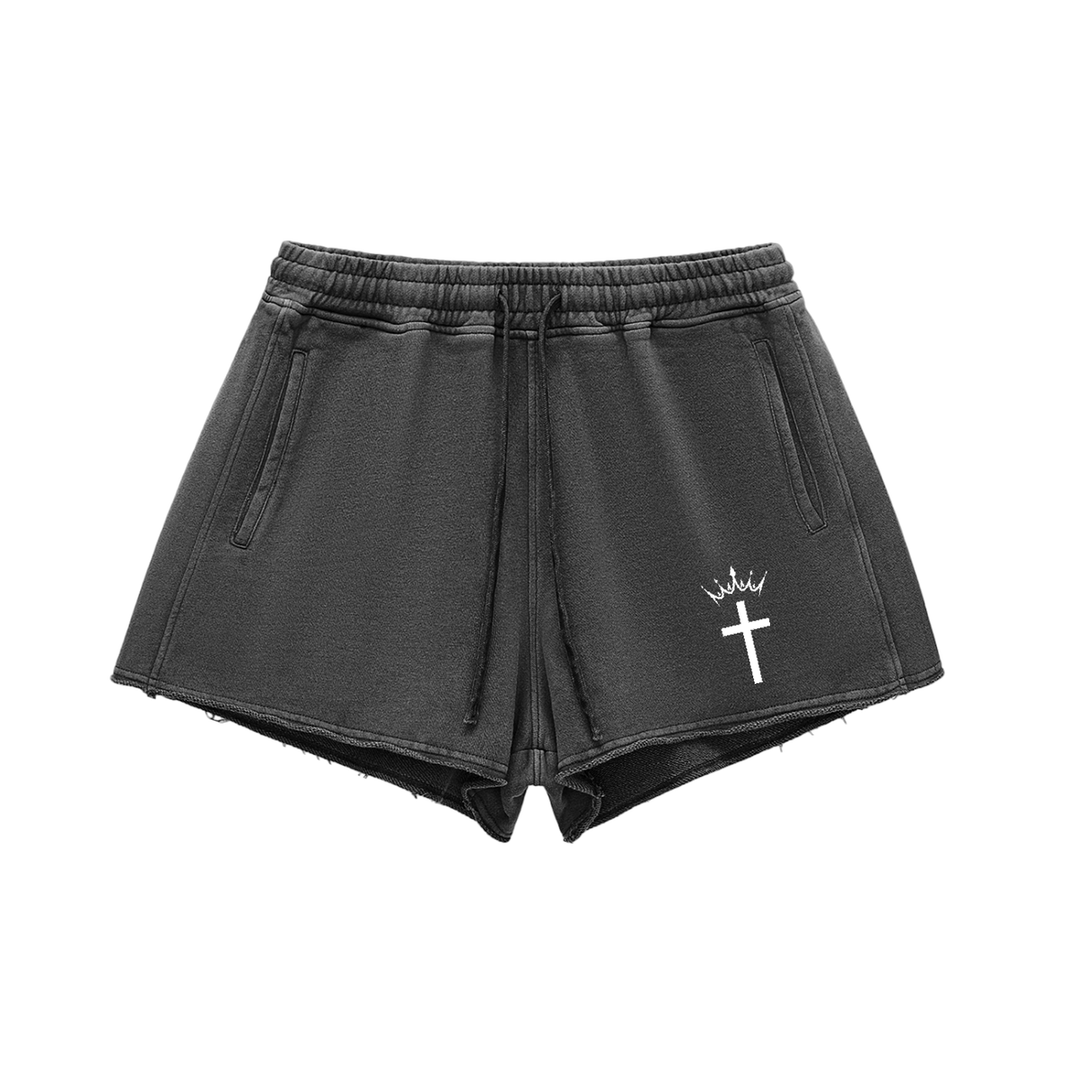 Divine Apex Women's Snow Washed Raw Edge Drawstring Shorts