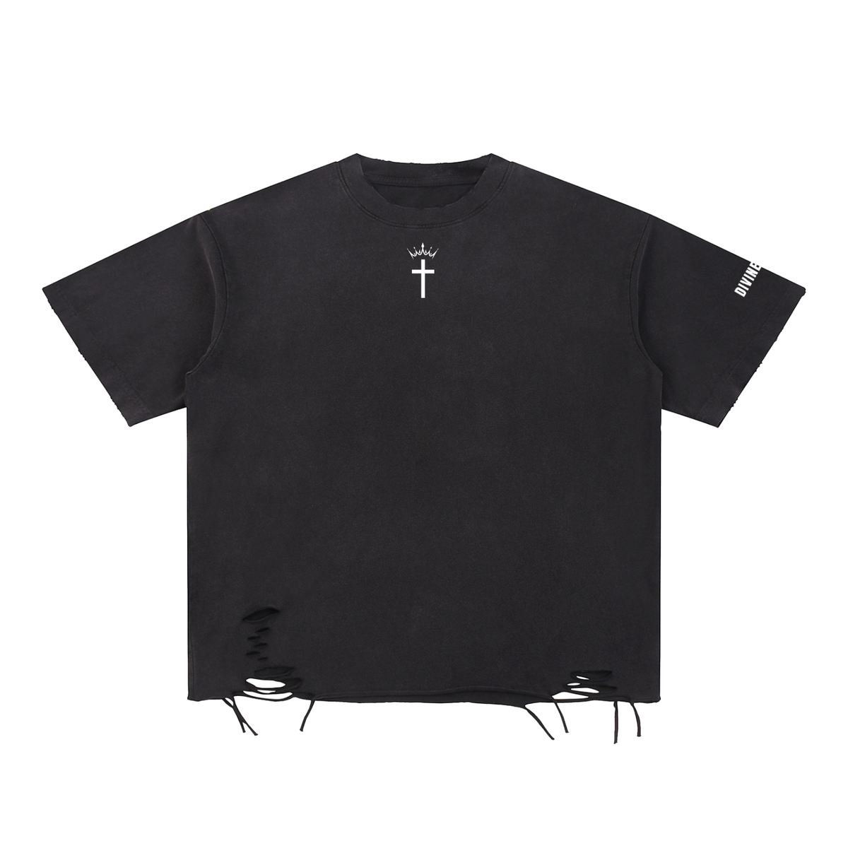 Divine Apex Purpose Over Pain Snow Washed Raw-Hem Tee