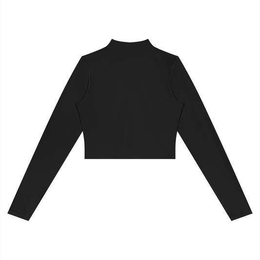 Divine Apex Women's 2-Piece Yoga Set – Crop Jacket & High Waisted Leggings (Black)
